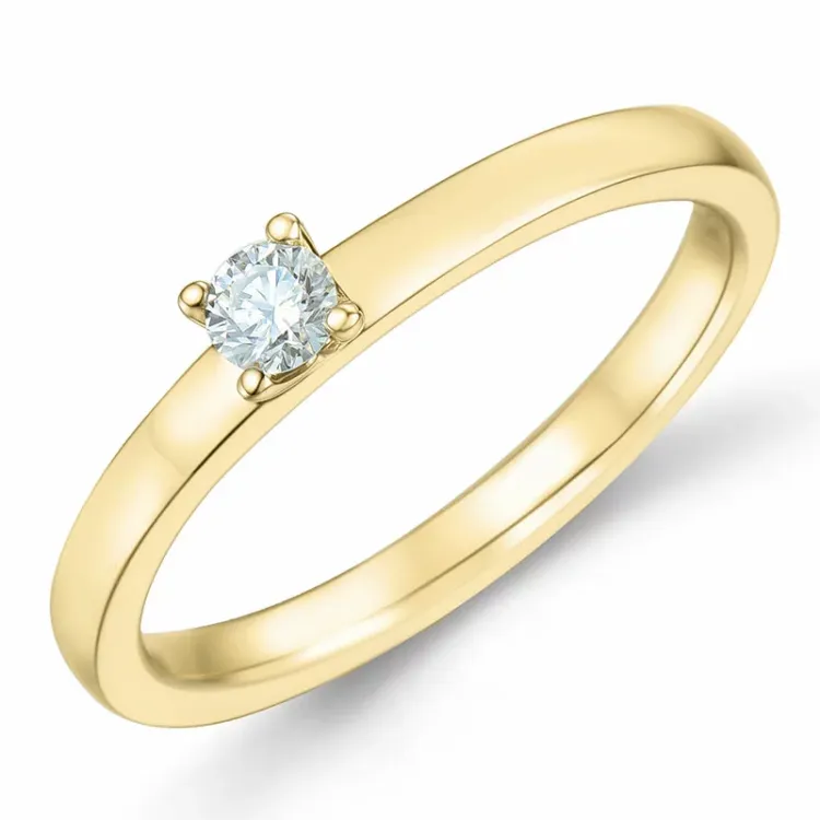 solitairering i 14 karat guld 0,10 ct