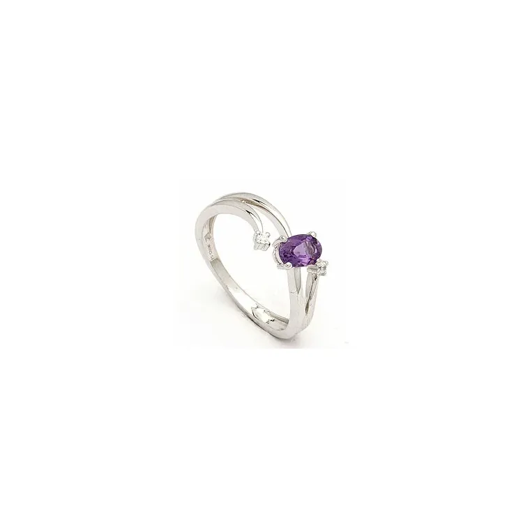Ametyst ring i 8 karat hvidguld