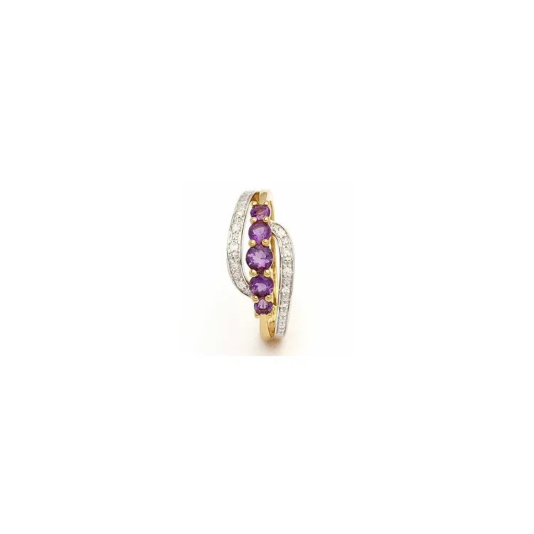 Guldringe: ametyst ring i 9 karat guld