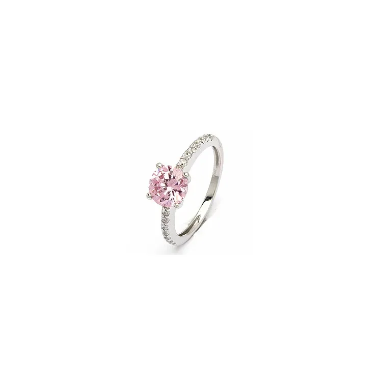 Pink ring i 8 karat hvidguld