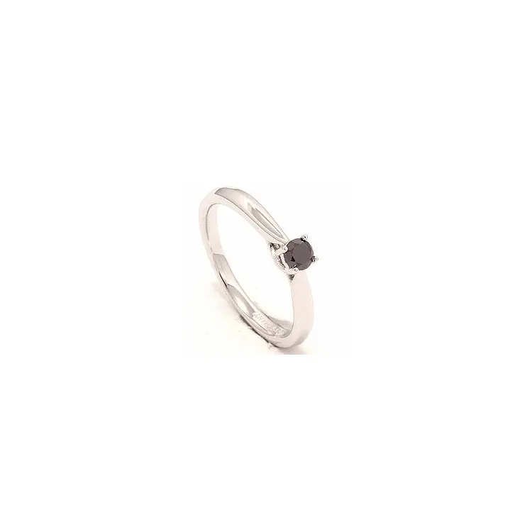 sort diamant ring i 14 karat hvidguld 0,20 ct