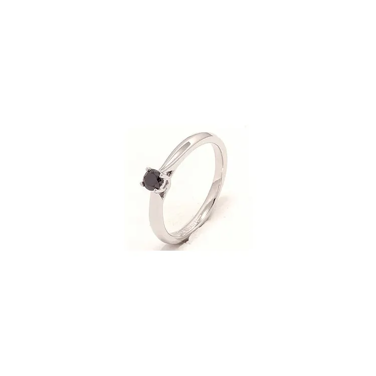 sort diamant ring i 14 karat hvidguld 0,20 ct