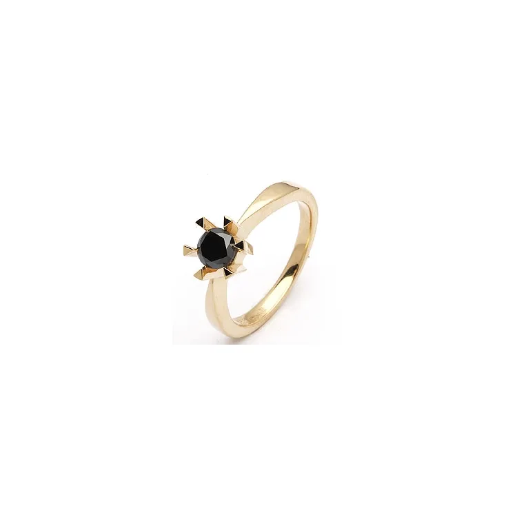 sort diamant solitairering i 14 karat guld 0,42 ct