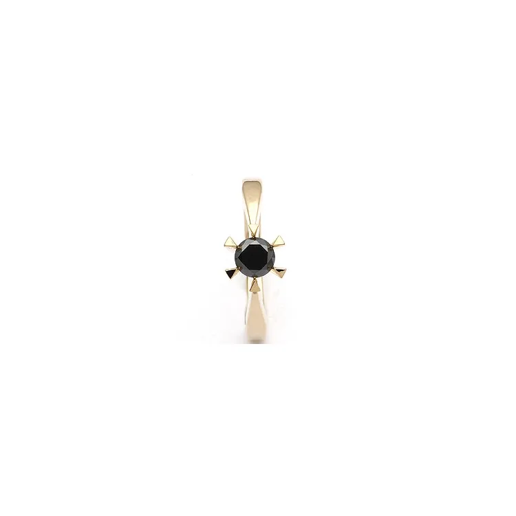 sort diamant solitairering i 14 karat guld 0,42 ct