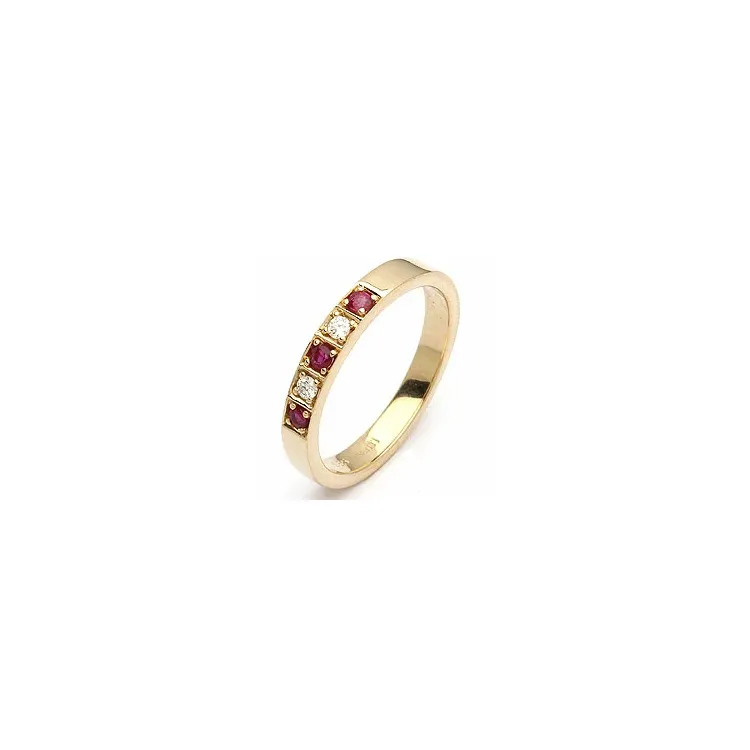 rød rubin alliancering i 14 karat guld 0,06 ct 0,15 ct