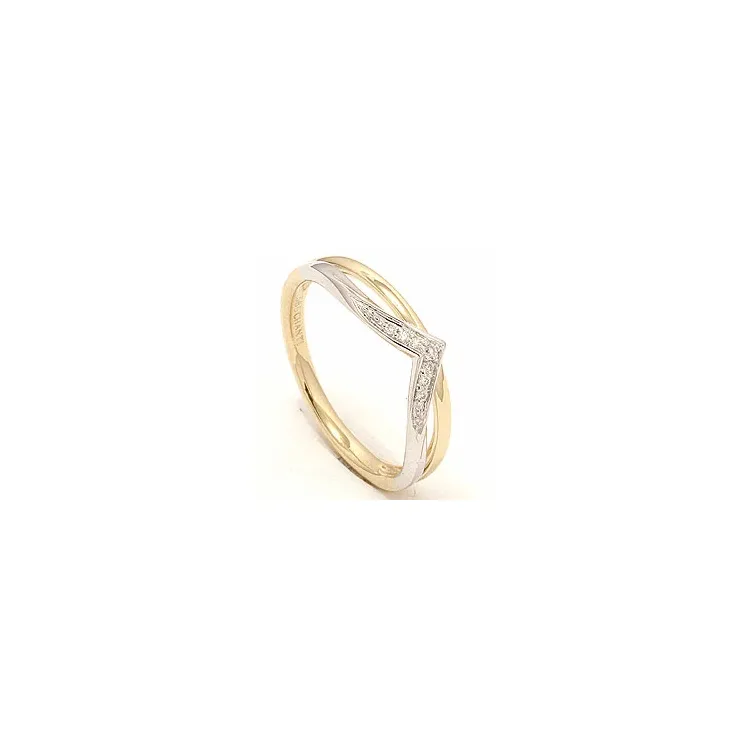 guld ring i 14 karat guld.- og hvidguld 0,04 ct