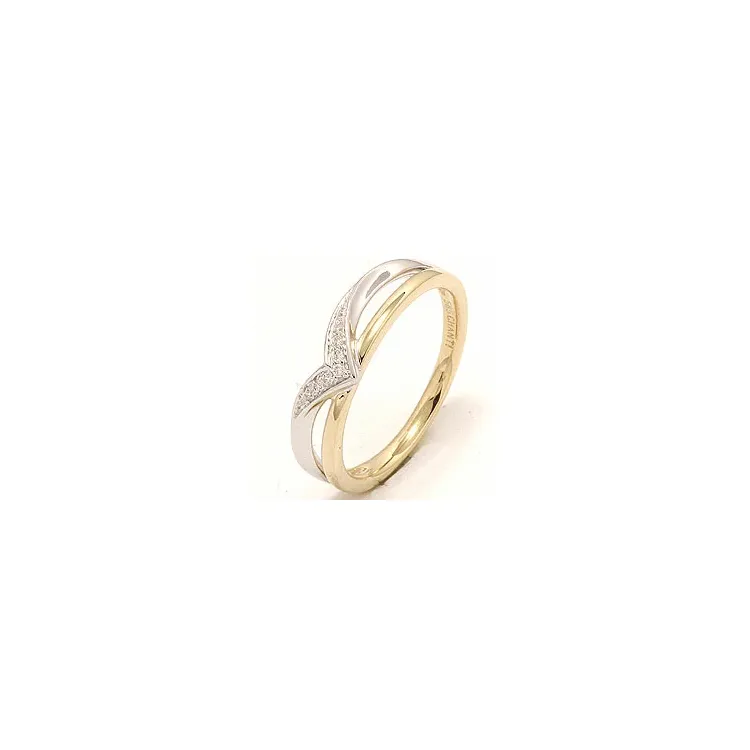 guld ring i 14 karat guld.- og hvidguld 0,04 ct