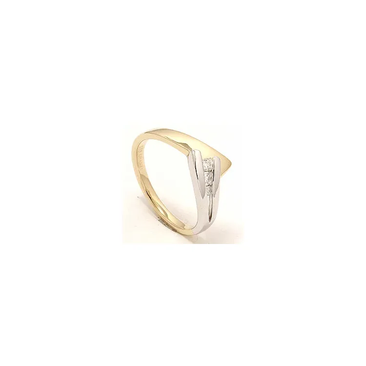 guld ring i 14 karat guld.- og hvidguld 0,10 ct