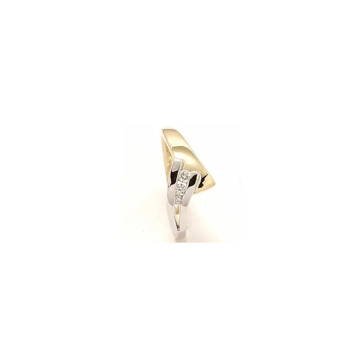 guld ring i 14 karat guld.- og hvidguld 0,10 ct