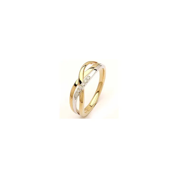 Diamantring i 14 karat guld.- og hvidguld 0,03 ct
