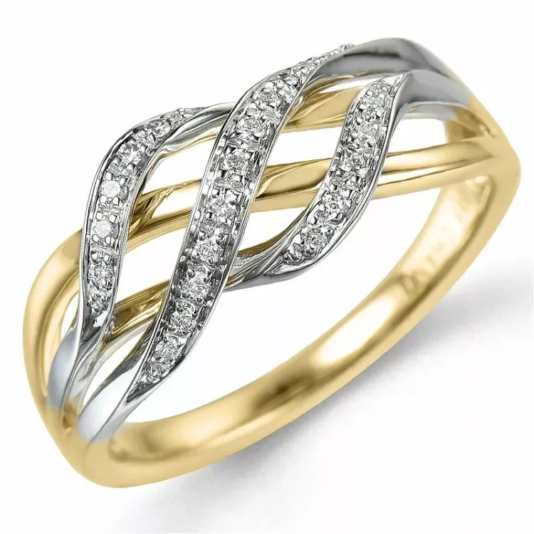 diamant ring i 14 karat guld med rhodium 0,10 ct