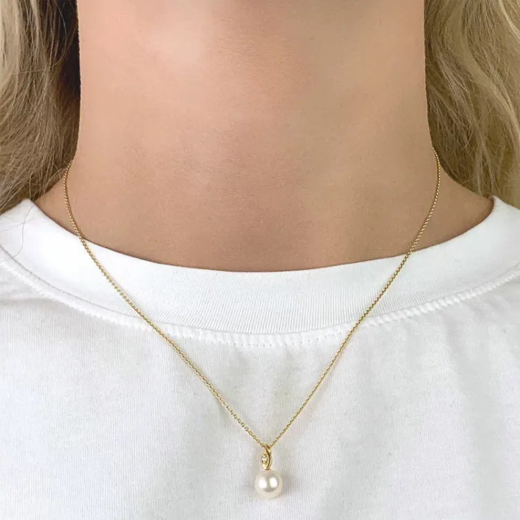 perle vedhæng i 9 karat guld