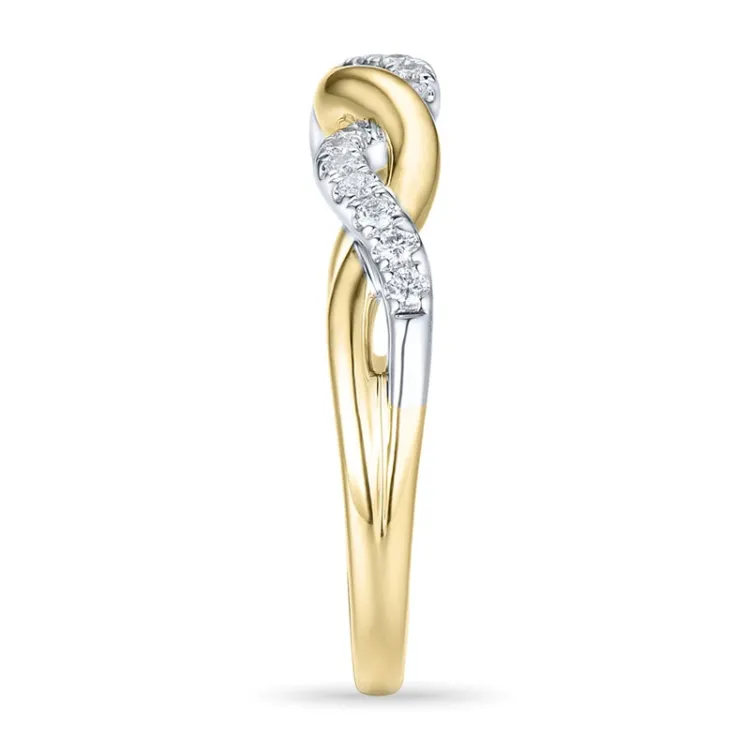 diamantring i 14 karat guld.- og hvidguld 0,13 ct
