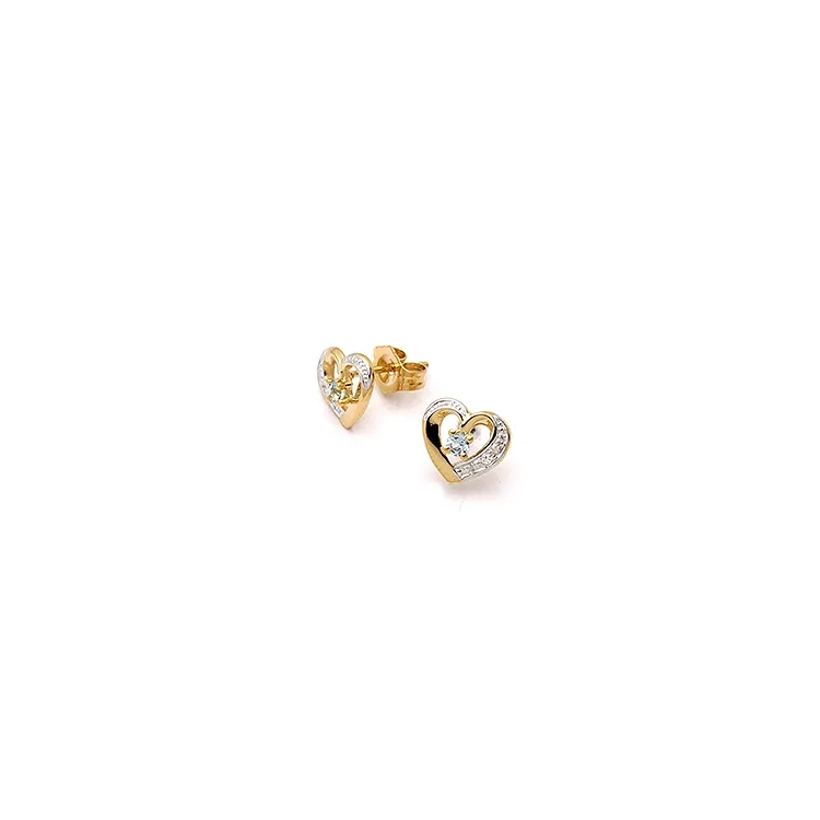 hjerte øreringe i 9 karat guld med rhodium med topas og zirkon