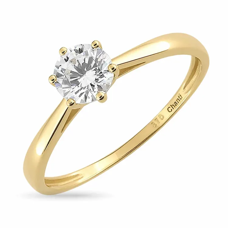 hvid zirkon solitairering i 8 karat guld - Gold Collection