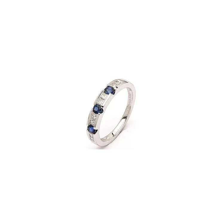safir diamantring i 14 karat hvidguld 0,27 ct 0,41 ct