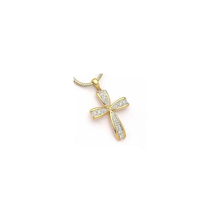kors zirkon vedhæng i 9 karat guld med rhodium