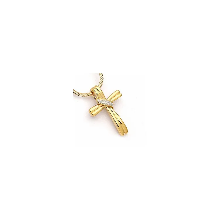 kors zirkon vedhæng i 9 karat guld