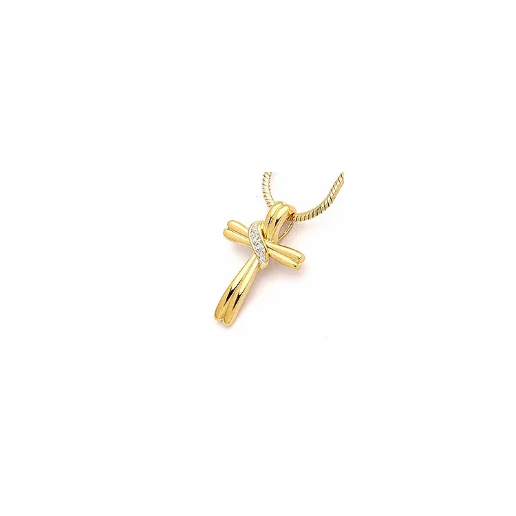 kors zirkon vedhæng i 9 karat guld