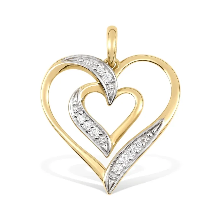 hjerte vedhæng i 9 karat guld med rhodium