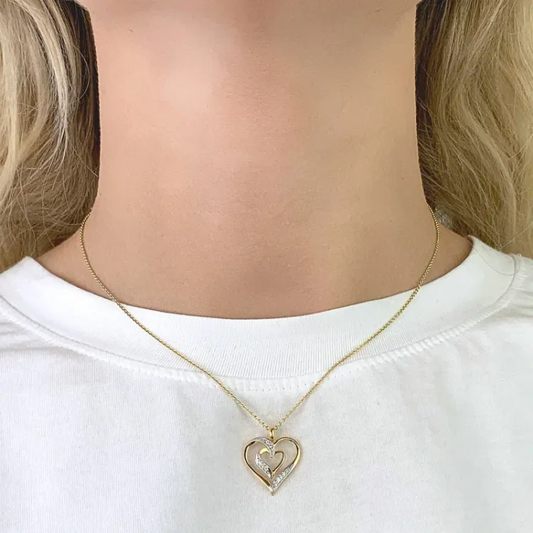 hjerte vedhæng i 9 karat guld med rhodium