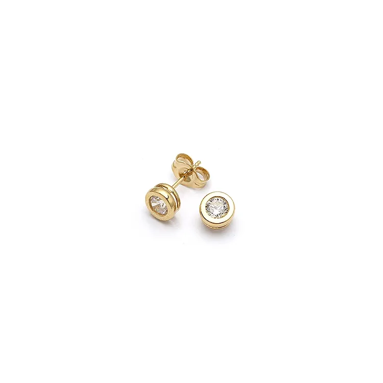 6 mm runde ørestikker i 9 karat guld med zirkoner