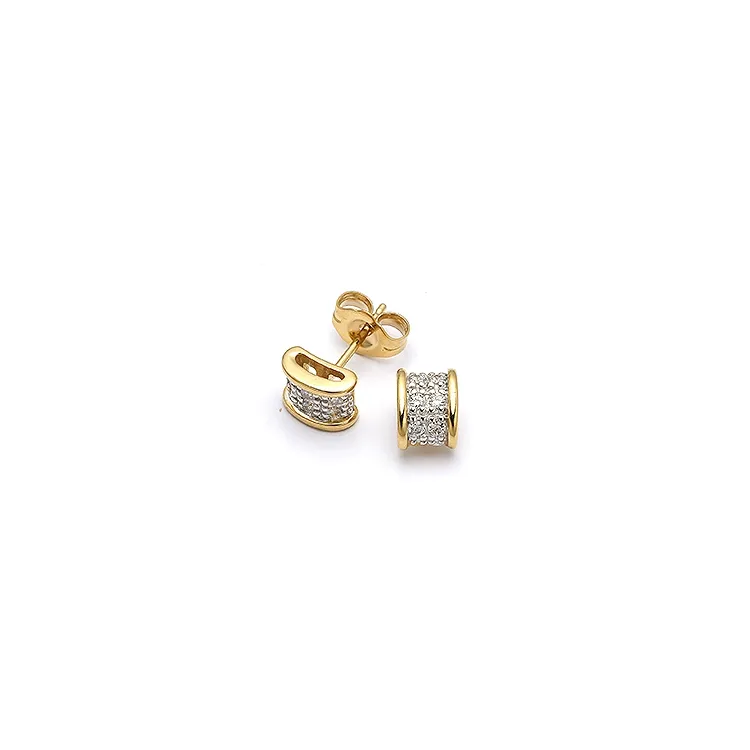 ørestikker i 9 karat guld med rhodium med zirkon