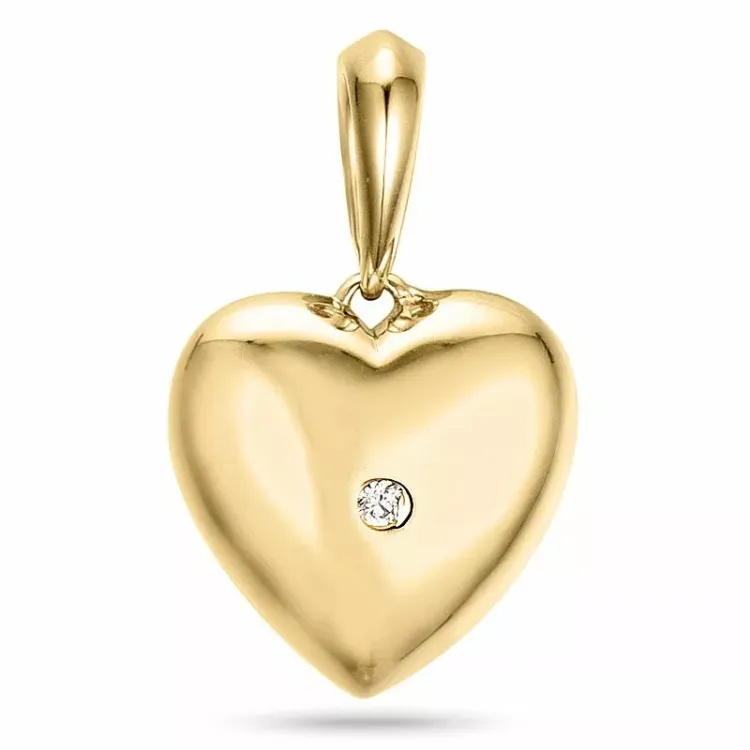 hjerte diamant vedhæng i 14 karat guld 0,01 ct