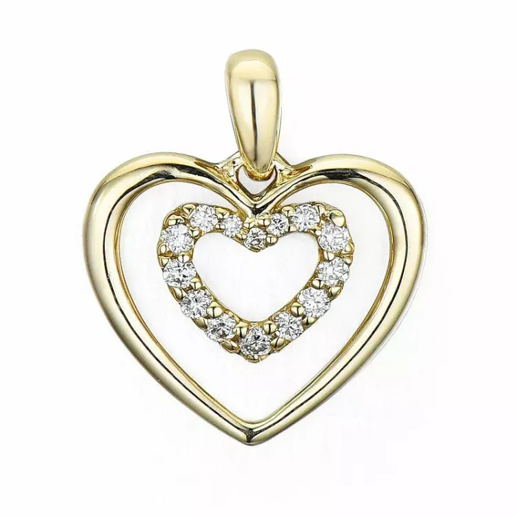 hjerte vedhæng i 14 karat guld 0,08 ct