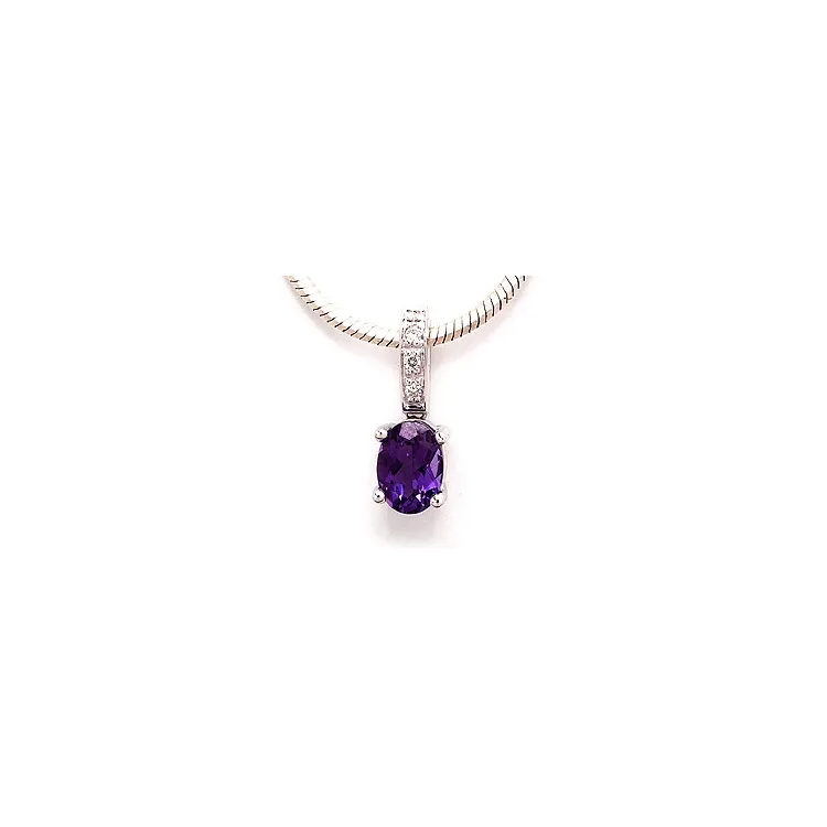 ametyst vedhæng i 14 karat hvidguld 0,03 ct 0,80 ct