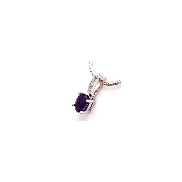 ametyst vedhæng i 14 karat hvidguld 0,03 ct 0,80 ct
