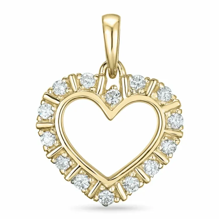 hjerte diamant vedhæng i 14 karat guld 0,26 ct