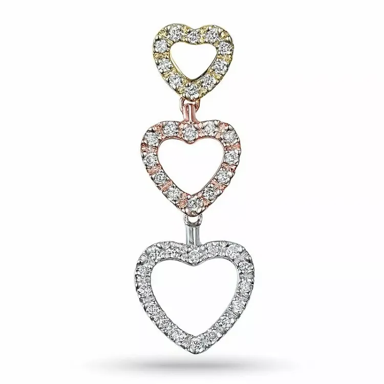 hjerte diamant vedhæng i 14 karat alm.- hvid- og rødguld 0,17 ct