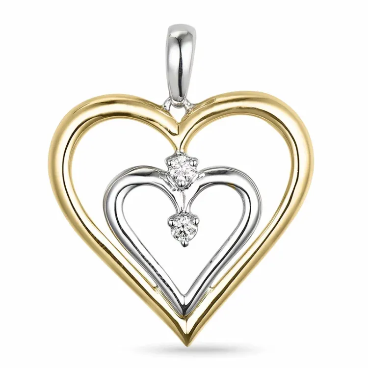 hjerte diamantvedhæng i 14 karat guld.- og hvidguld 0,05 ct