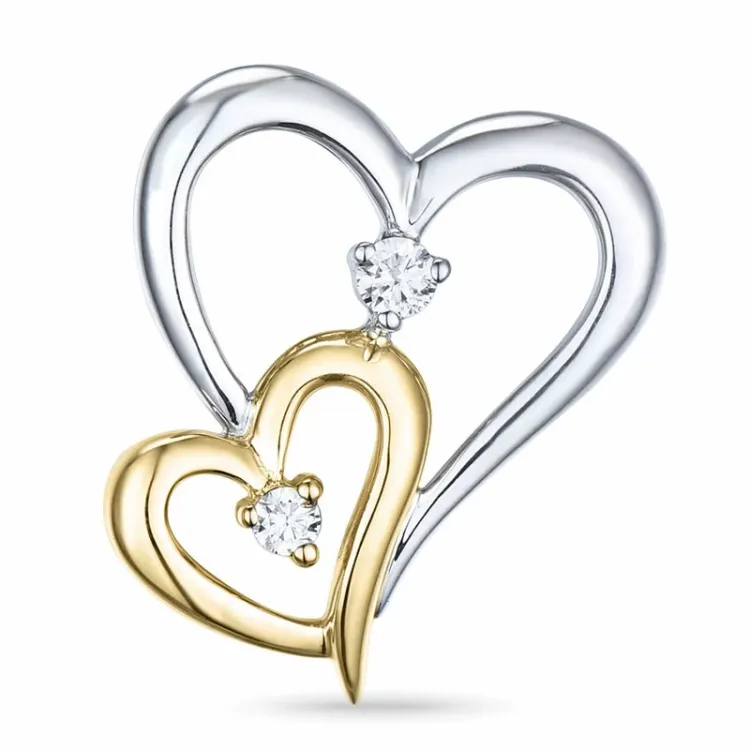 hjerte vedhæng i 14 karat guld.- og hvidguld 0,06 ct