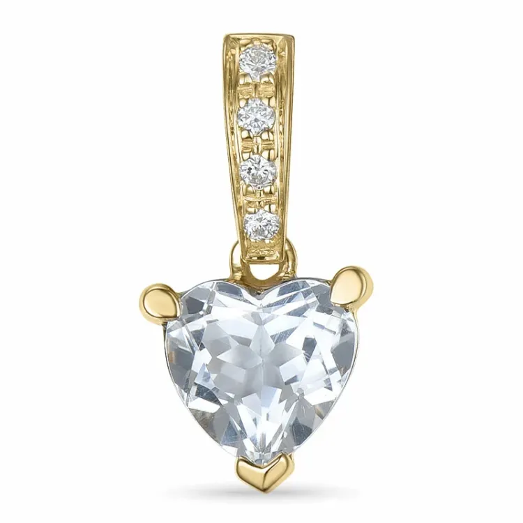 hjerte kvarts vedhæng i 14 karat guld 0,03 ct 0,80 ct