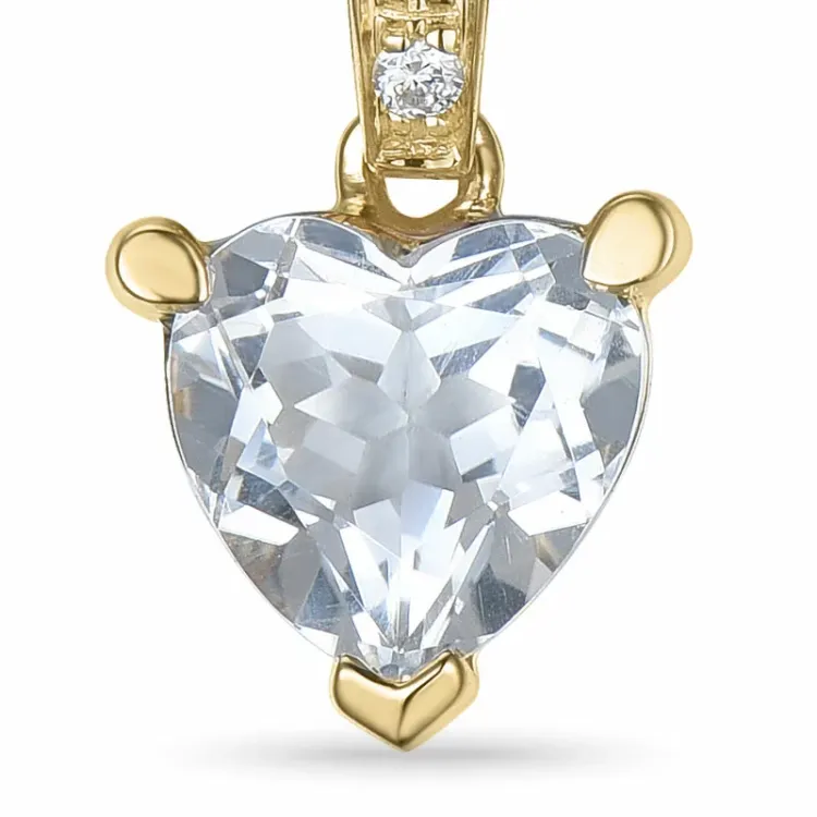 hjerte kvarts vedhæng i 14 karat guld 0,03 ct 0,80 ct