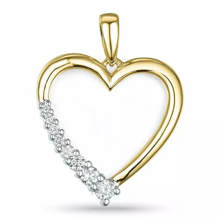 hjerte diamant vedhæng i 14 karat guld.- og hvidguld 0,26 ct