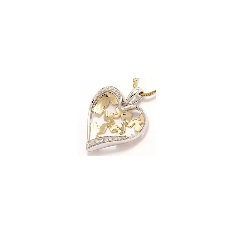 hjerte vedhæng i 14 karat guld.- og hvidguld 0,11 ct
