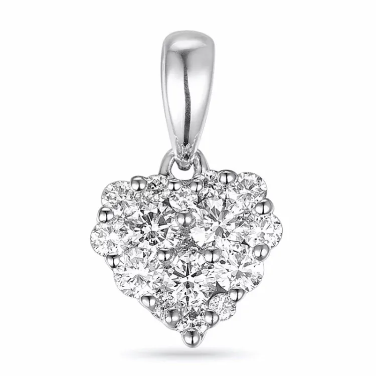 hjerte diamant vedhæng i 14 karat hvidguld 0,35 ct