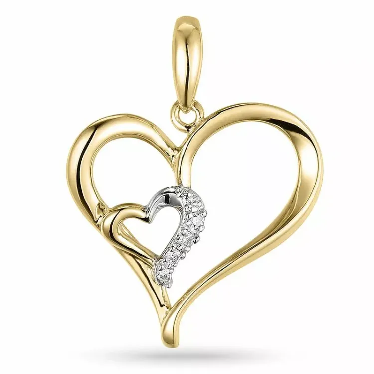 hjerte diamant vedhæng i 14 karat guld.- og hvidguld 0,03 ct