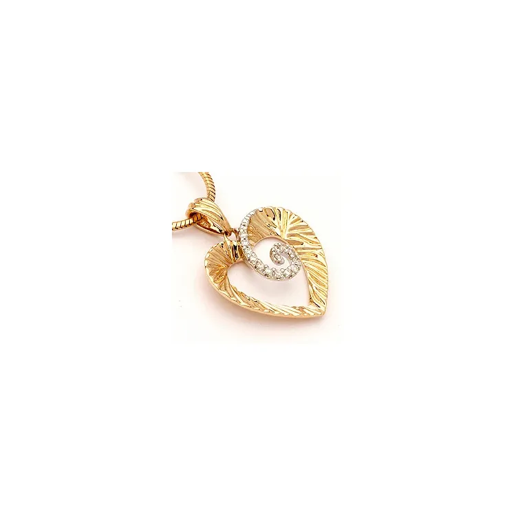 hjerte vedhæng i 14 karat guld.- og hvidguld 0,11  ct