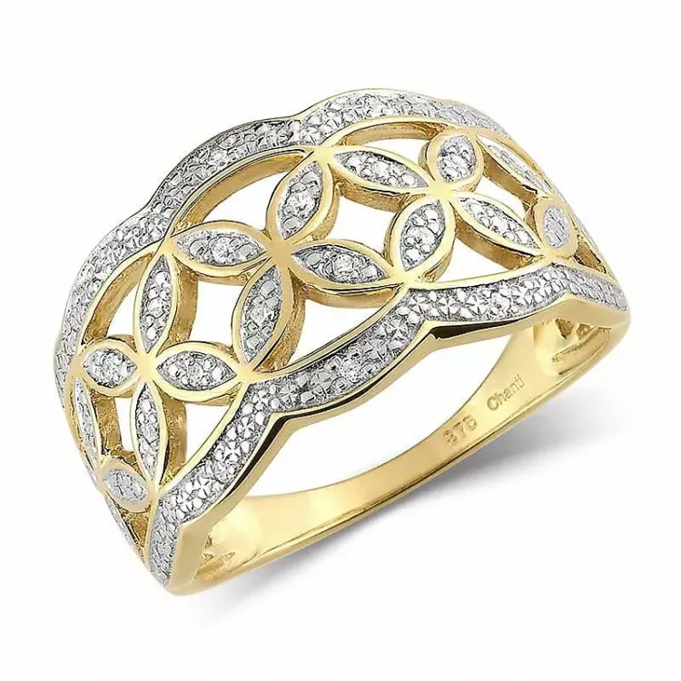 ring i 9 karat guld med rhodium