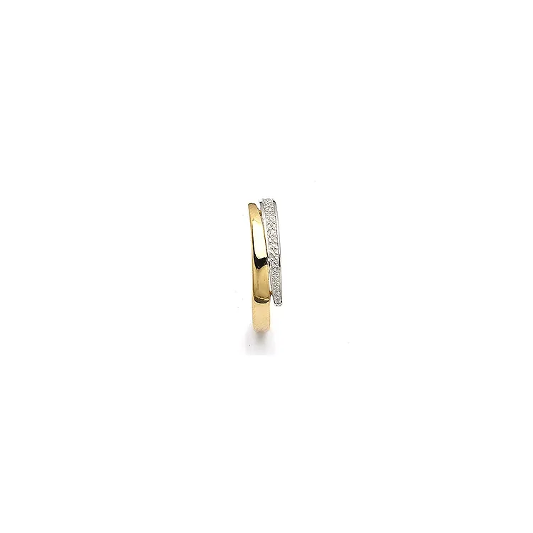 ring i 9 karat guld med 9 karat hvidguld