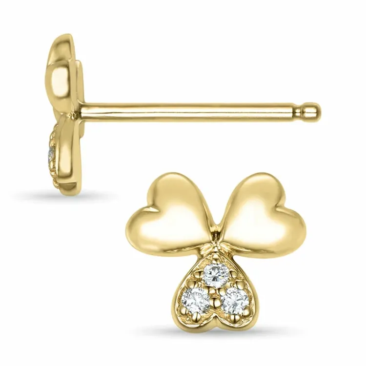 blomster diamant ørestikker i 14 karat guld med diamant 