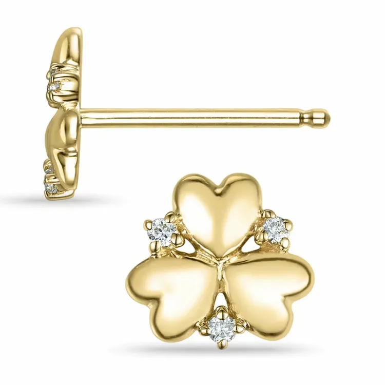 blomster diamant ørestikker i 14 karat guld med diamant