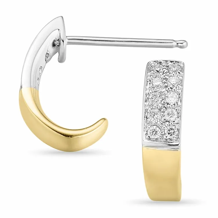 ægte diamant brillantøreringe i 14 karat guld og hvidguld med diamanter