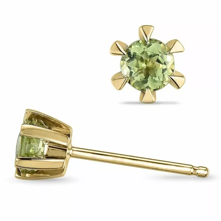 2 x 0,23 ct solitaireørestikker i 14 karat guld med peridot 