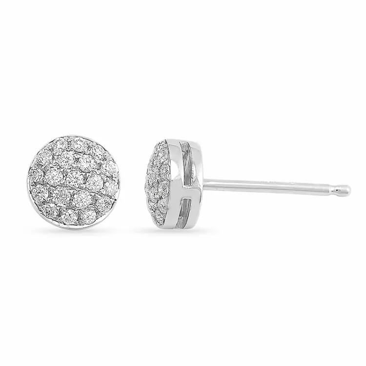 runde diamantøreringe i 14 karat hvidguld med diamant 