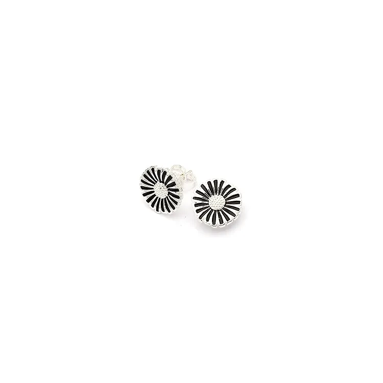 16 mm Scrouples marguerit øreringe i sølv sort emalje